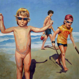 Die Drei am Meer, 2009, Acryl auf Leinwand, 90 x 90 cm