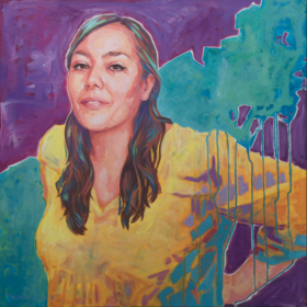 Yasmin Hafedh, 2025, Acryl auf Leinwand, 90 x 90 cm