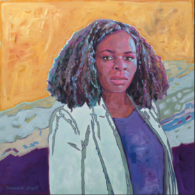 Mireille Ngosso, 2025, Acryl auf Leinwand, 90 x 90 cm