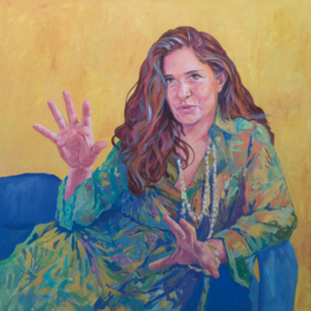 Nazanin Aghakhani, 2026, Acryl auf Leinwand, 90 x 90 cm