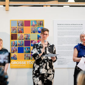 Dorottya Kickinger, Stefanie Jaksch, Barbara Pacholik, Vernissage HGT im ÖGB-Catamaran ©Luiza Puiu